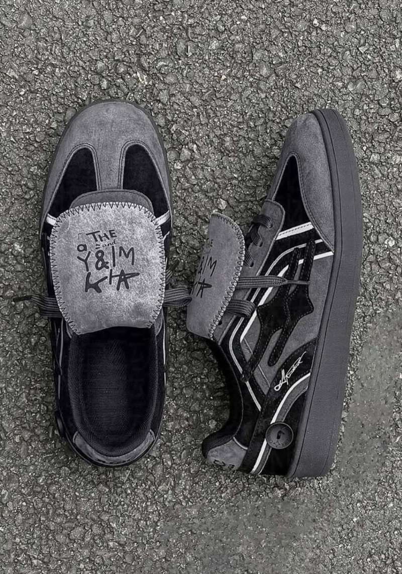 KILLWINNER Black German Training Shoes, retro-style casual low-top sne