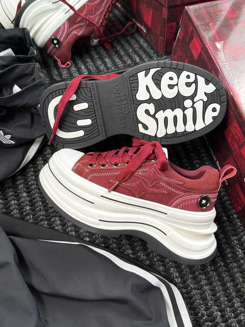 KILLWINNER | 7cm Platform Canvas Shoes-Red