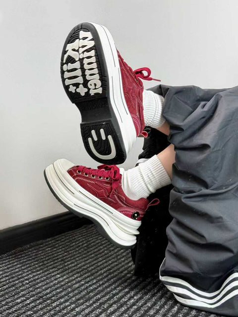 KILLWINNER | 7cm Platform Canvas Shoes-Red
