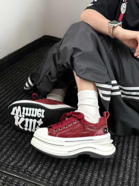 KILLWINNER | 7cm Platform Canvas Shoes-Red