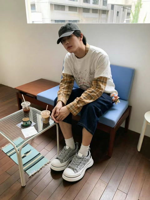 KILLWINNER | 7cm Platform Canvas Shoes-Grey