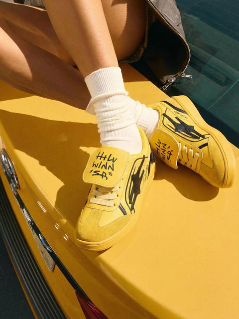 KILLWINNER丨Yellow German Training Shoes, Low-Top Shoes, Unisex Style, Streetwear Brand.