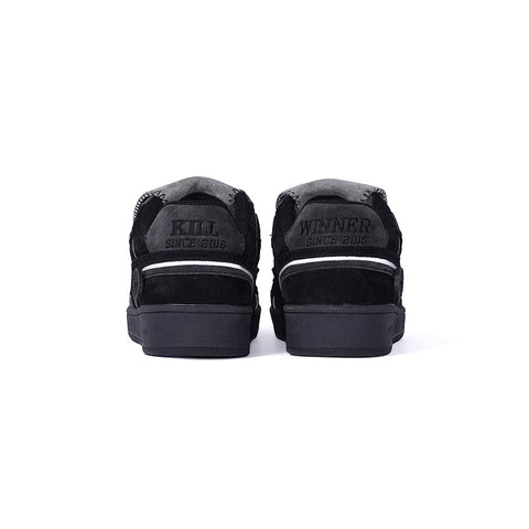 KILLWINNER Black German Training Shoes, retro-style casual low-top sneakers, unisex style.